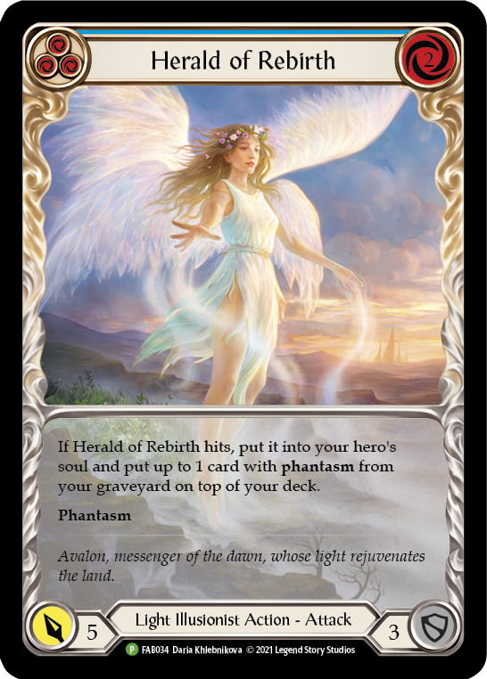 Herald of Rebirth (Blue) [FAB034] (Promo)  Rainbow Foil For Sale