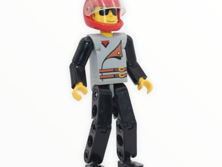 Technic Figure with black legs, light gray top with two belts (red helmet) Sale