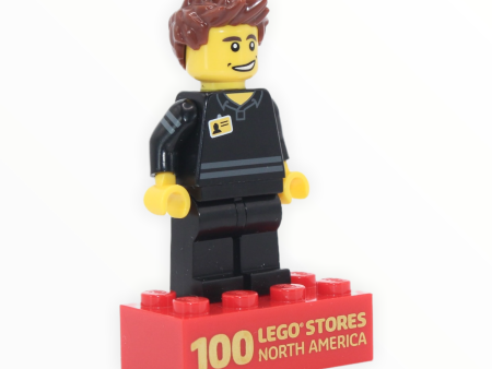 LEGO Brand Store Employee with 100 LEGO Stores Brick (100 Stores back printing on torso) For Cheap